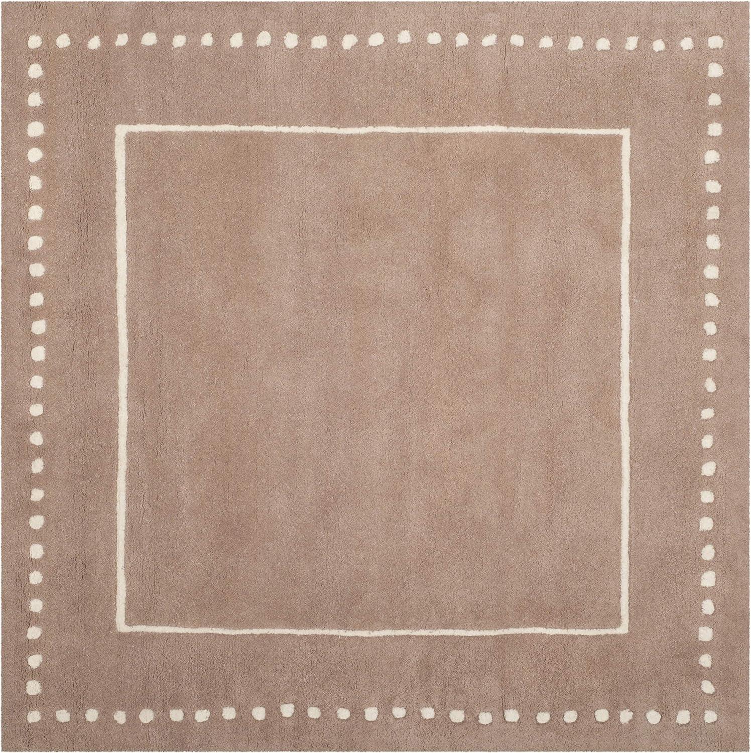 Hand-Tufted Beige & Ivory Wool 5' Square Area Rug