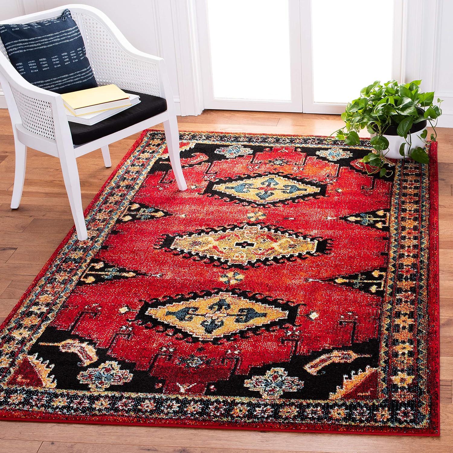 Vintage Hamadan VTH251 Power Loomed Accent Rug - Red/Black - 2'7"x5' - Safavieh.