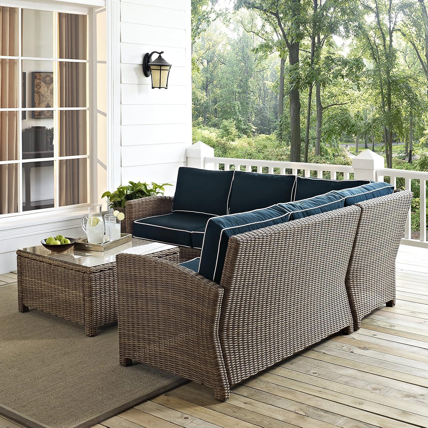 Bradenton 4-Piece Navy Cushions Steel Outdoor Sectional Set