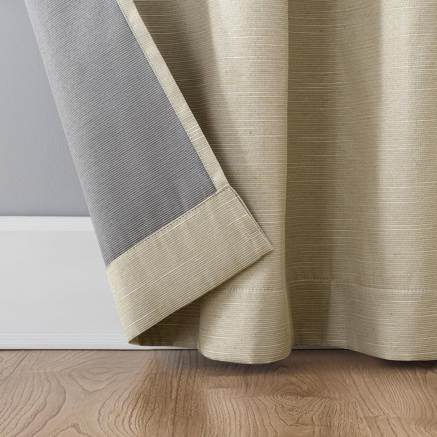 50"x84" Archaeo Total Blackout Textured Linen Blend Grommet Top Curtain Panel Stone: Modern Noise-Reducing Indoor Panel