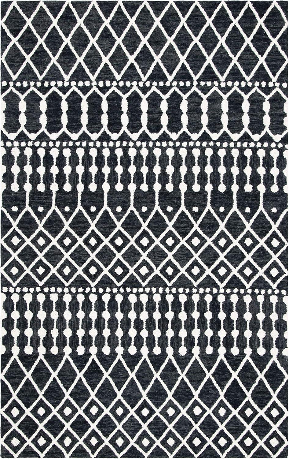 Blossom BLM115 Hand Tufted Area Rug - Black/Ivory - 4'x6' - Safavieh.