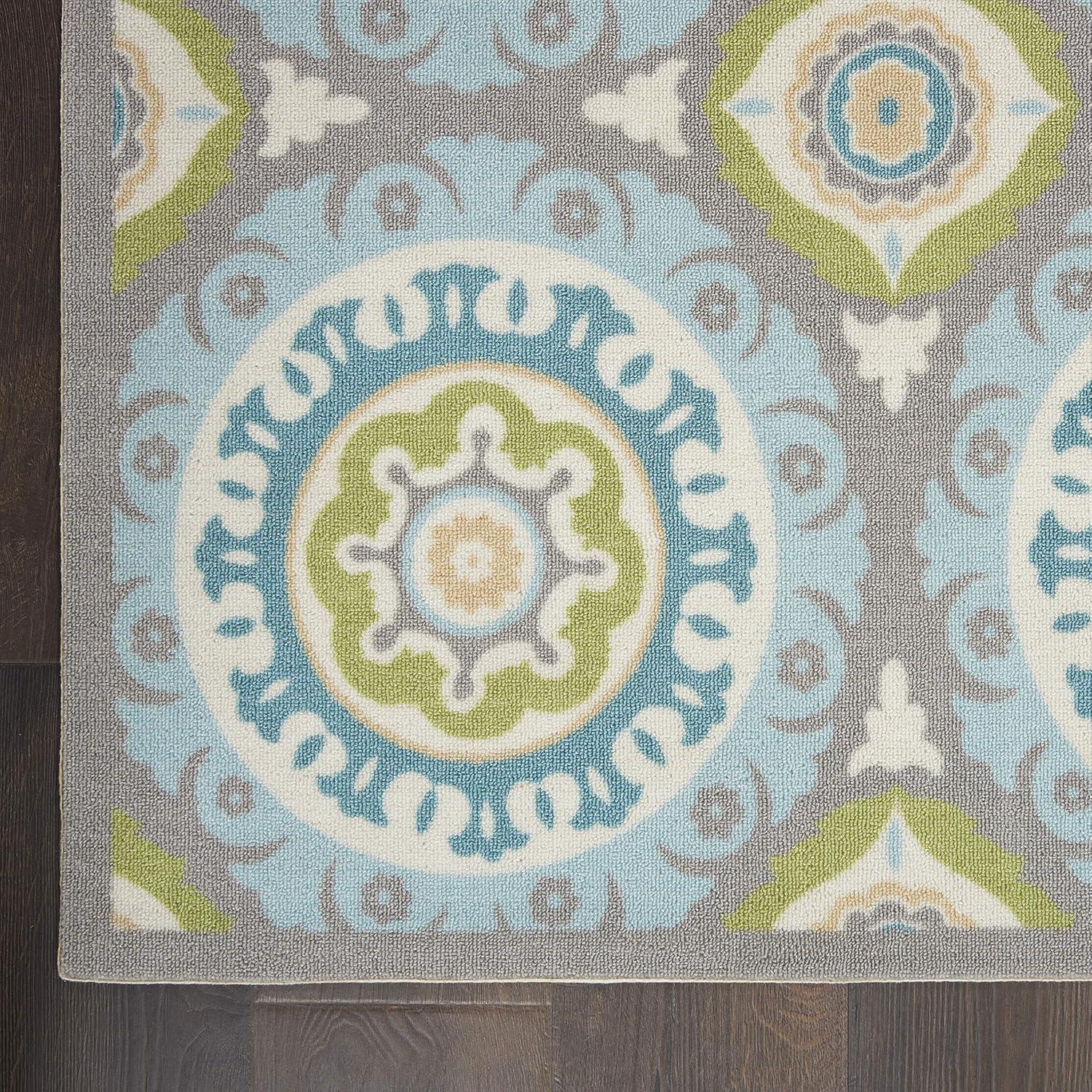 Waverly Sun & Shade "Solar Flair" Jade Indoor/Outdoor Area Rug by Nourison SND16 4'3" x 6'3"
