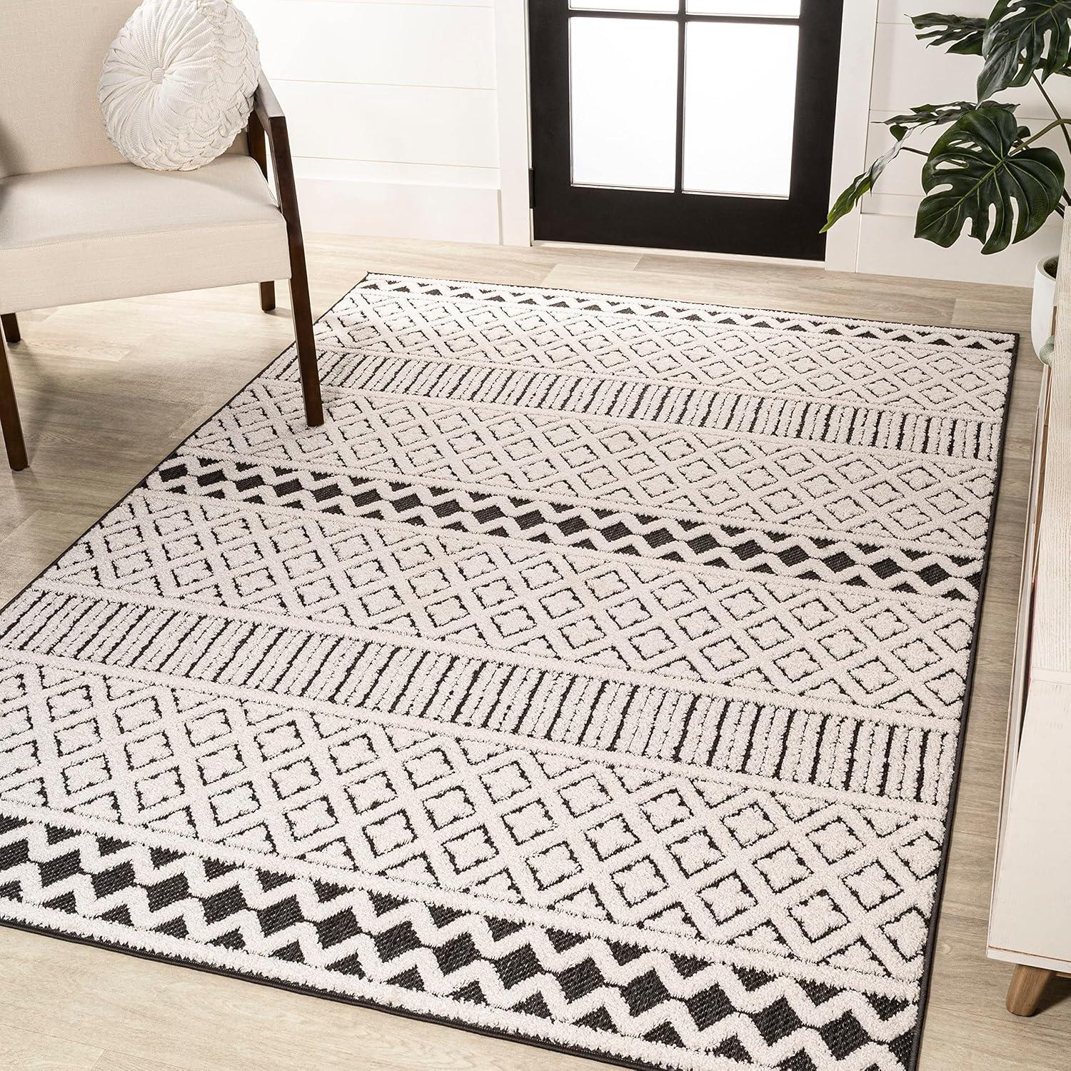 JONATHAN Y Ormond High-Low Modern Trellis Geometric Moroccan Indoor/Outdoor Area Rug