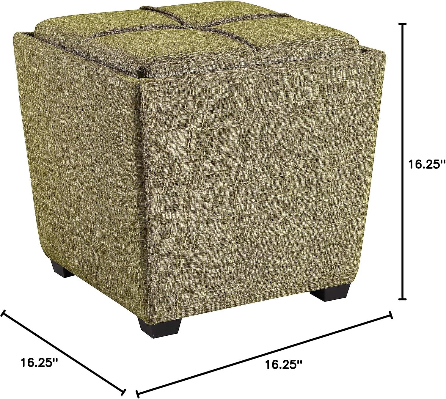 Rockford Storage Ottoman in Green Fabric