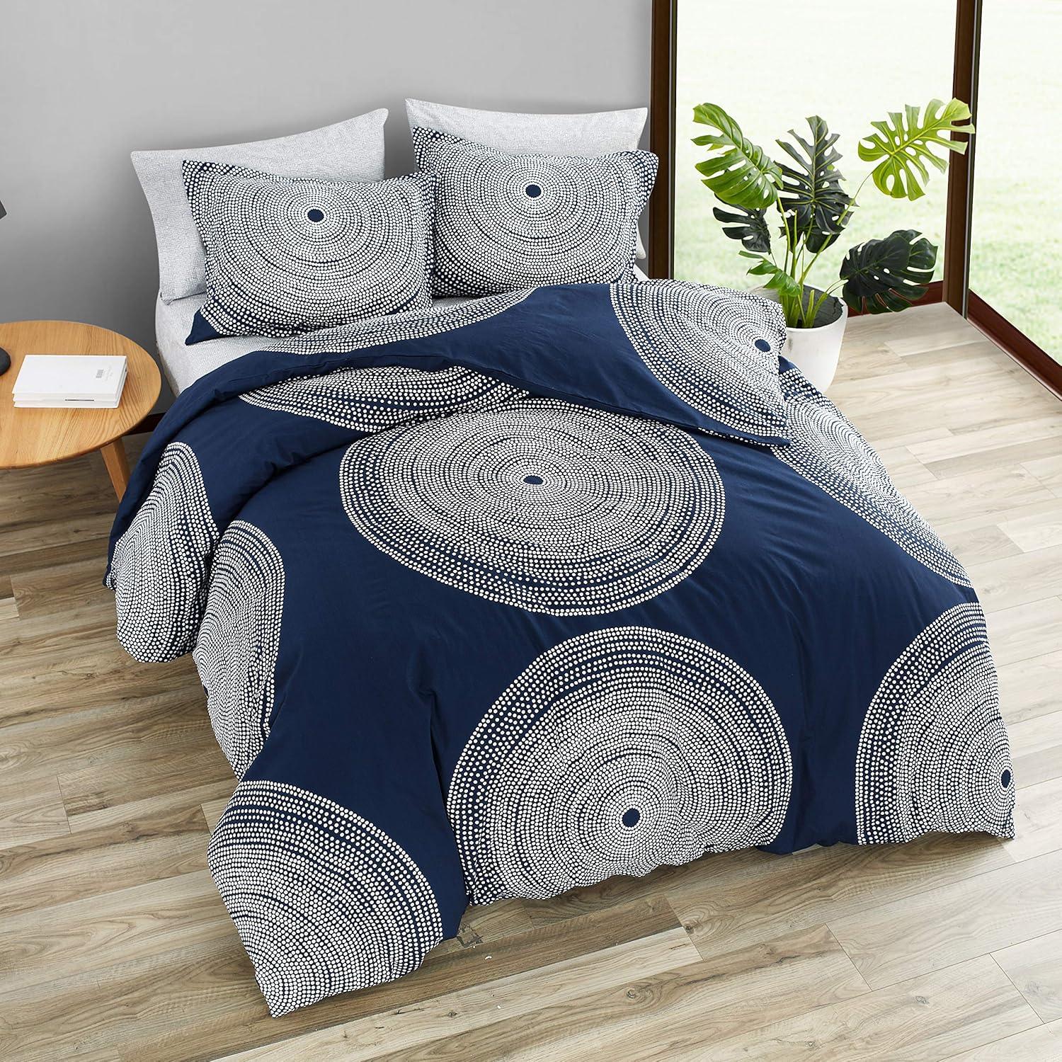Marimekko Fokus Cotton Navy Duvet Cover Set