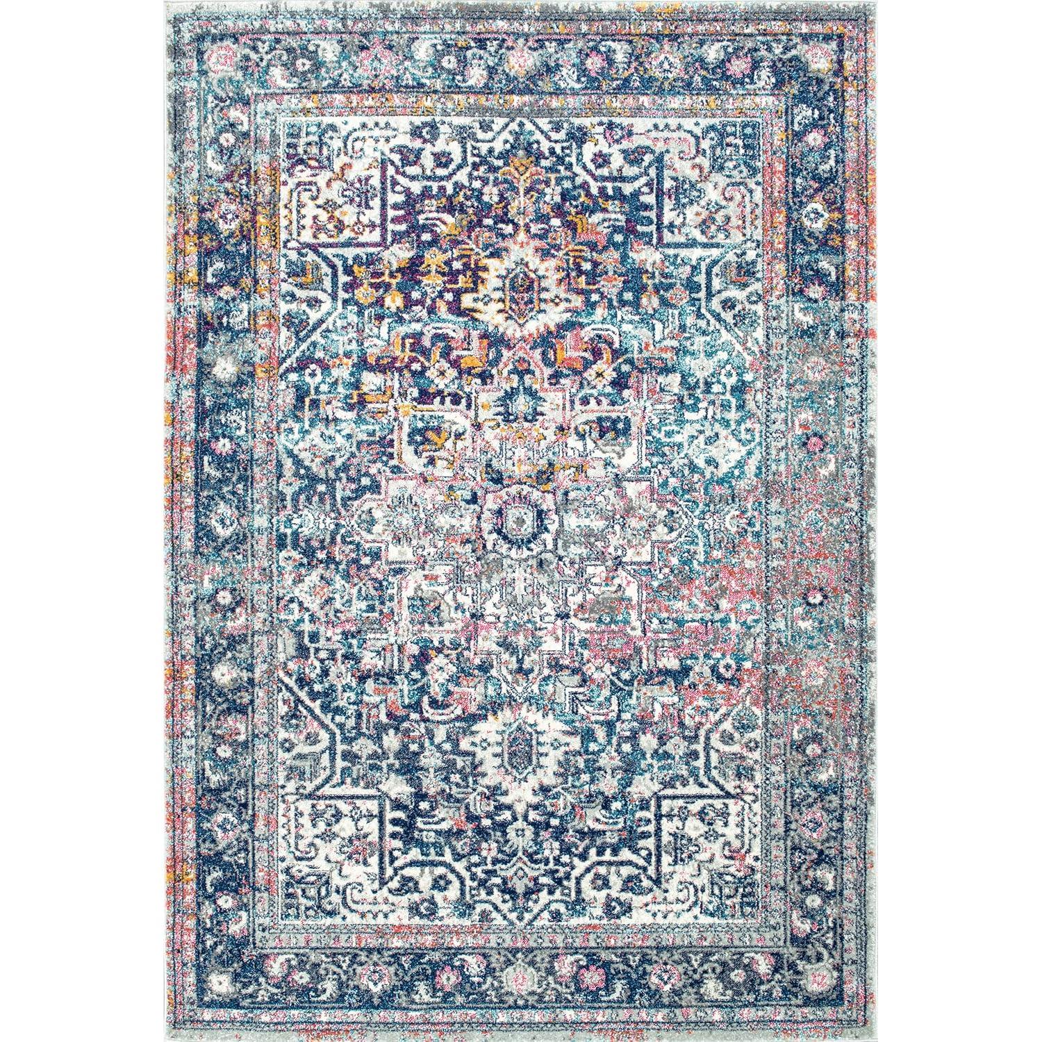 Nuloom Lilah Medallion 4x6 Indoor Area Rug for Living Room Bedroom Dining Room Kitchen, Blue/Multicolor