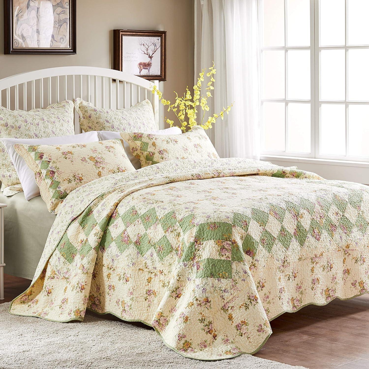 Bliss Multicolor Standard Cotton Reversible Farmhouse Quilt Set