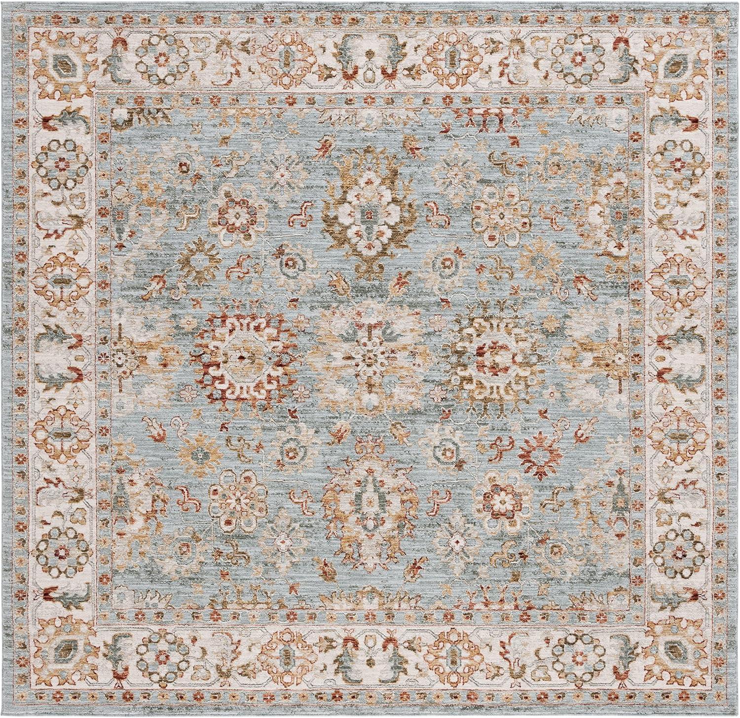 Hamilton HLT112 Power Loomed Area Rug - Blue/Ivory - 6'7"x6'7" - Safavieh.