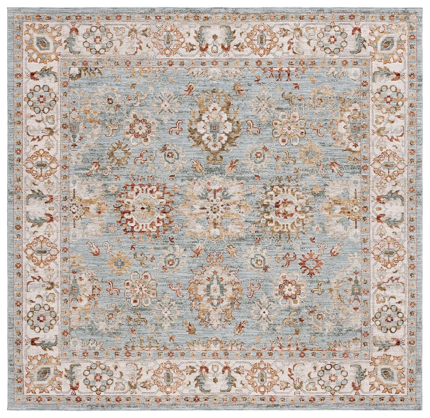 Hamilton HLT112 Power Loomed Area Rug - Blue/Ivory - 6'7"x6'7" - Safavieh.