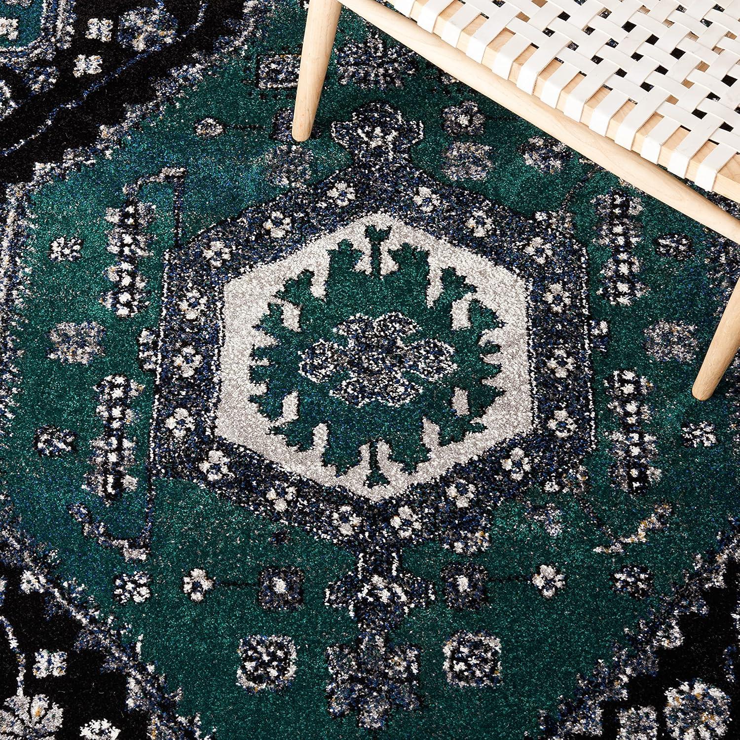 Vintage Hamadan VTH204 Power Loomed Indoor Area Rug - Green/Black - 5'3"x7'6" - Safavieh