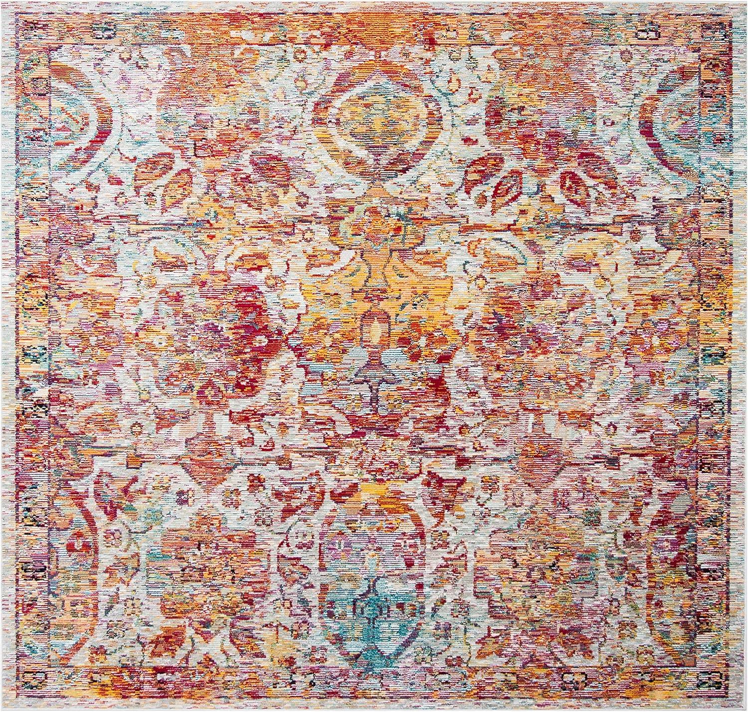 Crystal CRS505 Power Loomed Area Rug - Navy/Orange - 6'7"x9'2" - Safavieh.