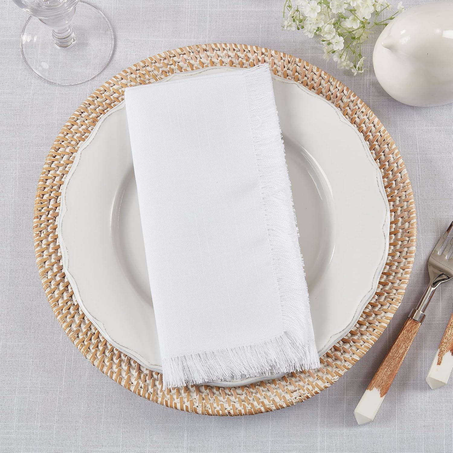 Saro Emery Collection 100% Cotton No Pattern Square Napkin (Set of 4)