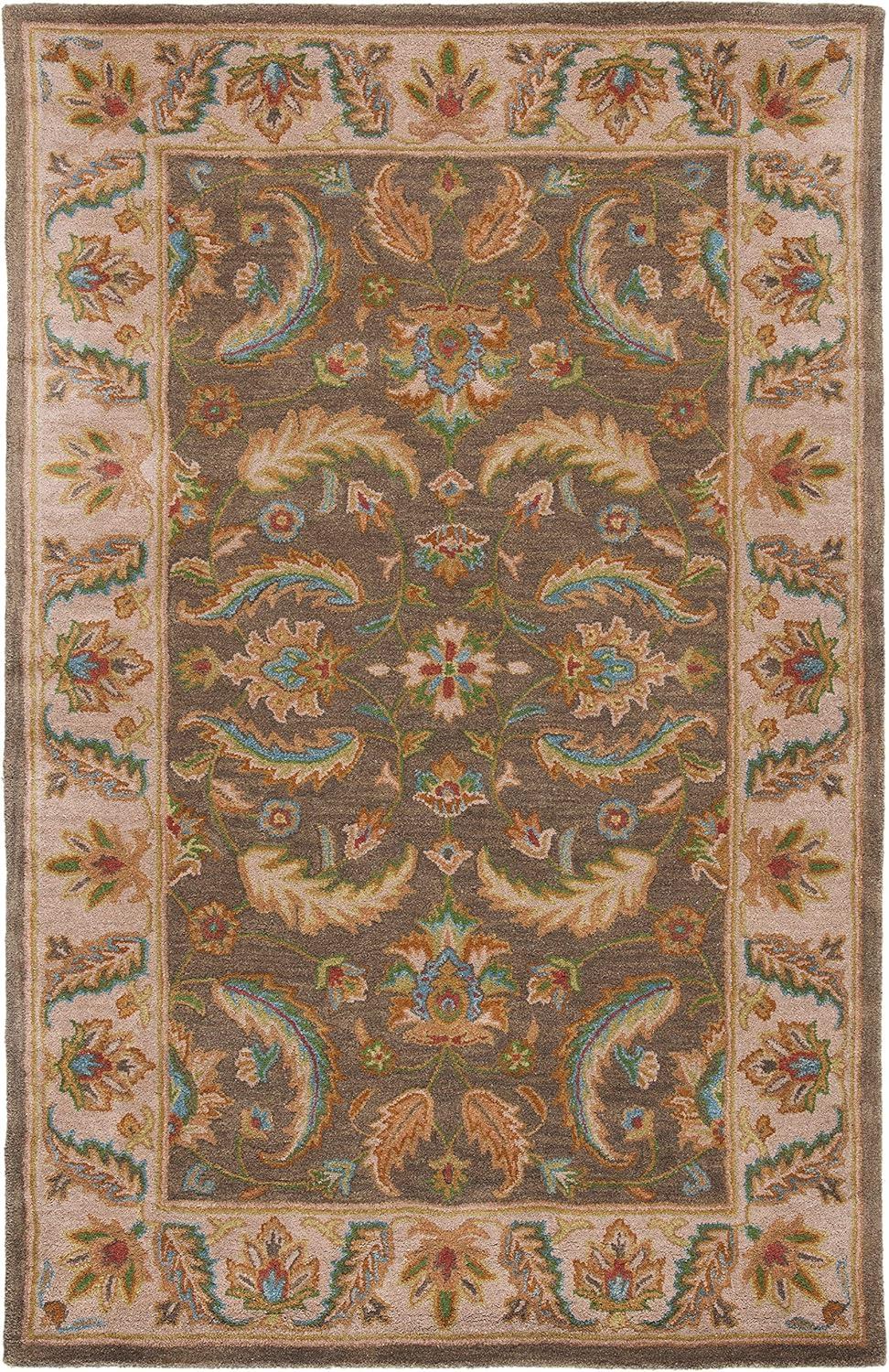 SAFAVIEH Heritage Wight Traditional Wool Area Rug, Green/Beige, 5' x 8'