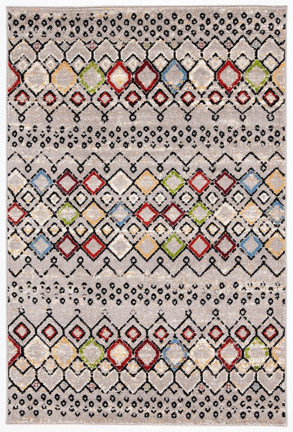 Amsterdam AMS108 Power Loomed Indoor Area Rug - Light Grey/Multi - 4'x6' - Safavieh