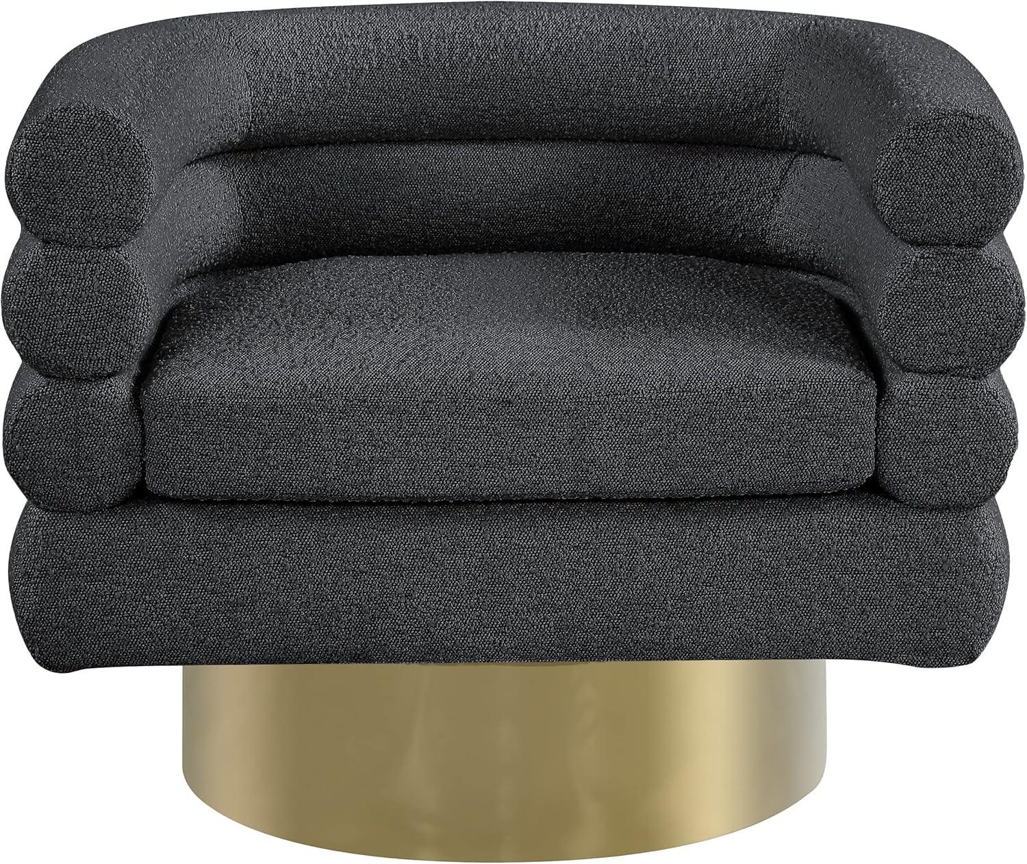 Meridian Furniture Tessa Black Boucle Fabric Swivel Accent Chair