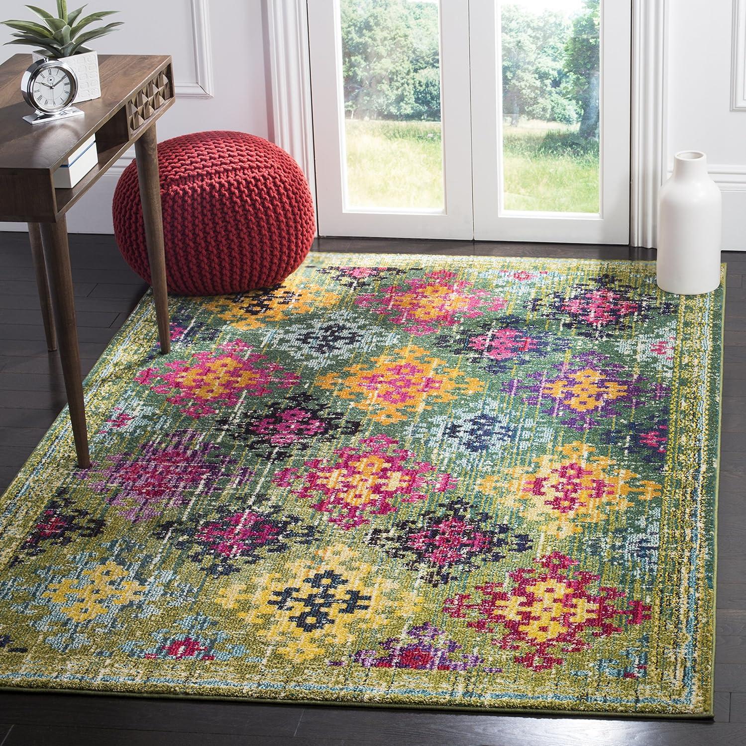 Monaco MNC244 Power Loomed Indoor Accent Rug - Green/Multi - 3'x5' - Safavieh.