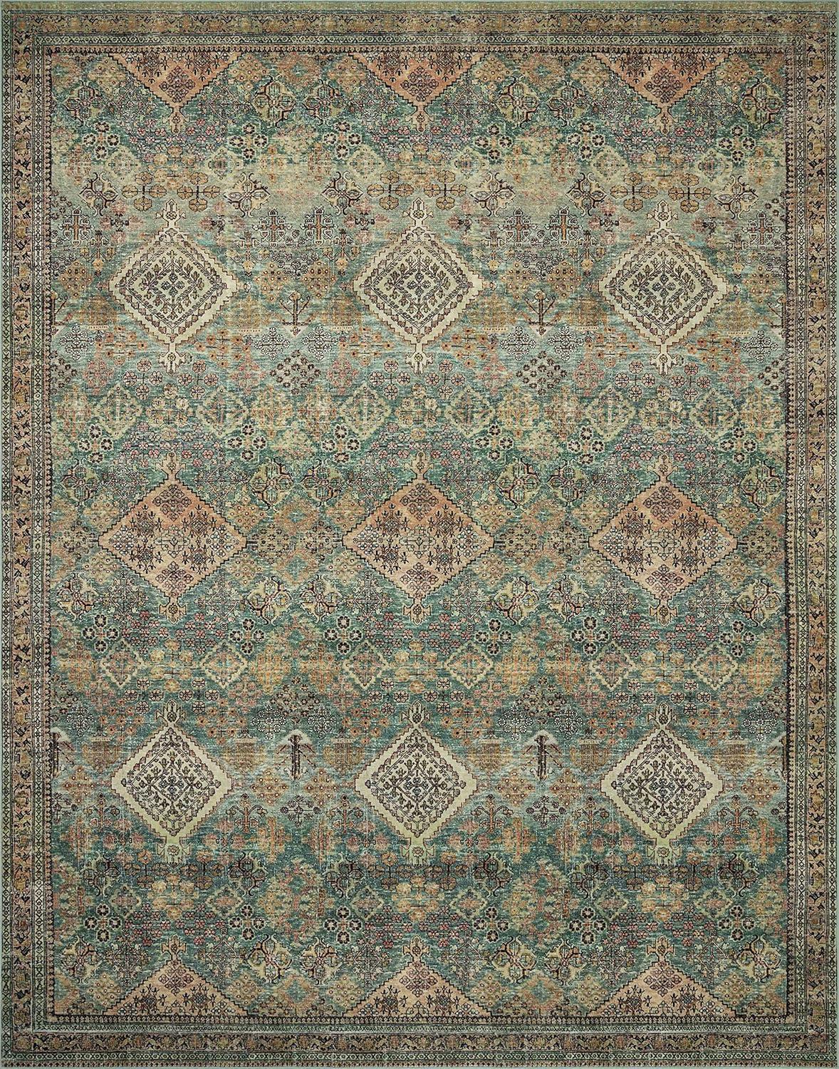 Sinclair III Rug by Magnolia Home by Joanna Gaines x Loloi - Turquoise and Multi / 7'6" x 9'6"