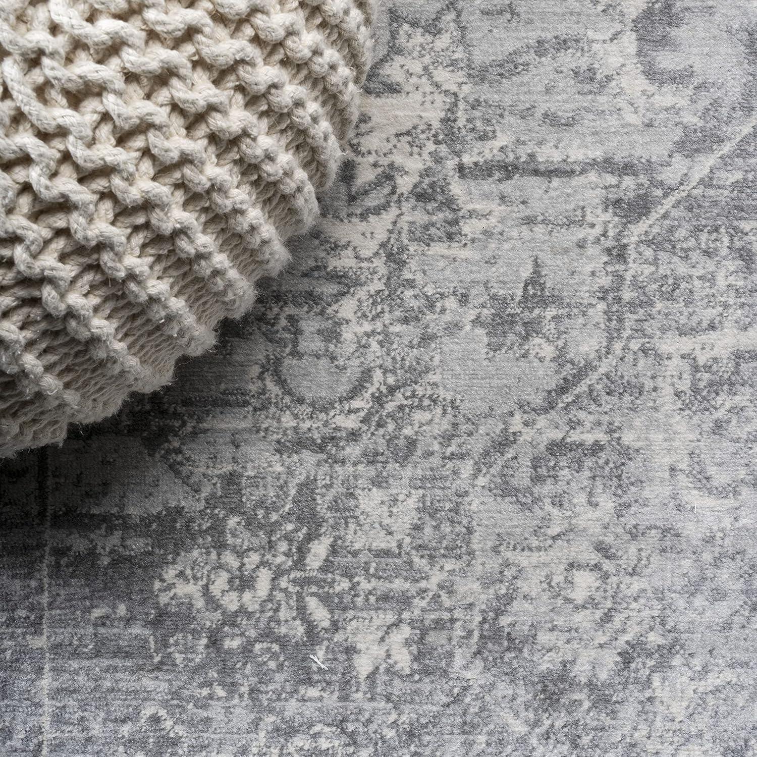 4' X 6' Modern Persian Vintage Medallion Area Rug, Gray - JONATHAN Y