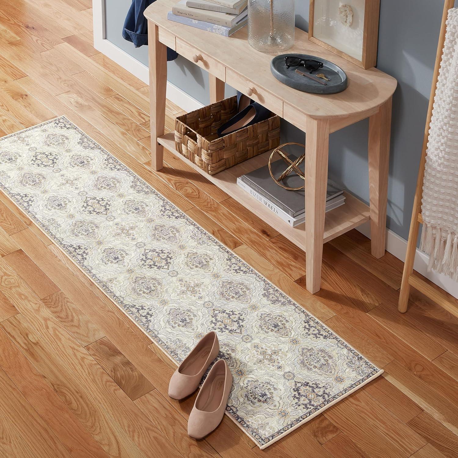 Town & Country Avani Everwash Washable Non-Slip Backing Area Rug Beige