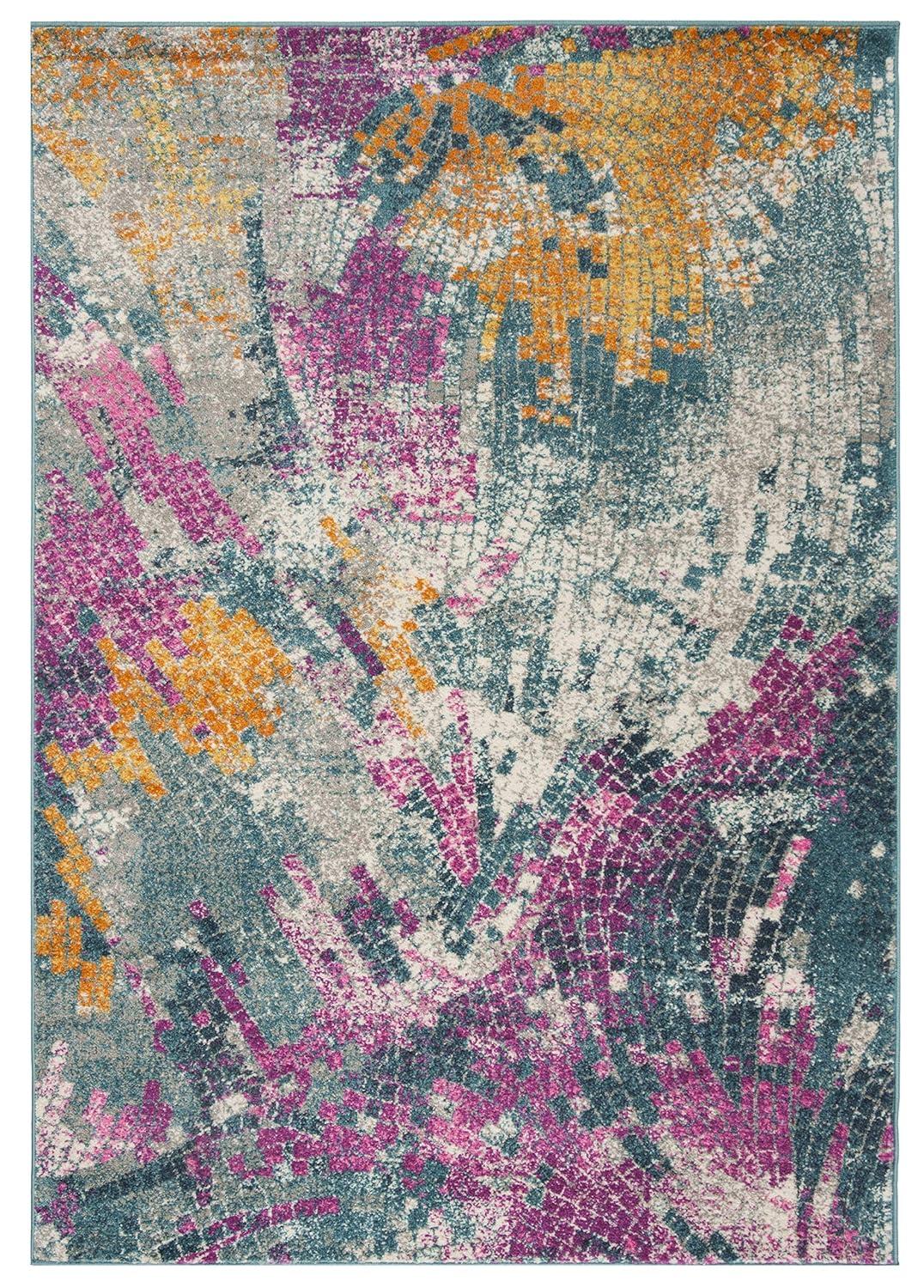 Madison MAD201 Power Loomed Indoor Area Rug - Blue/Multi - 5'1"x7'6" - Safavieh.