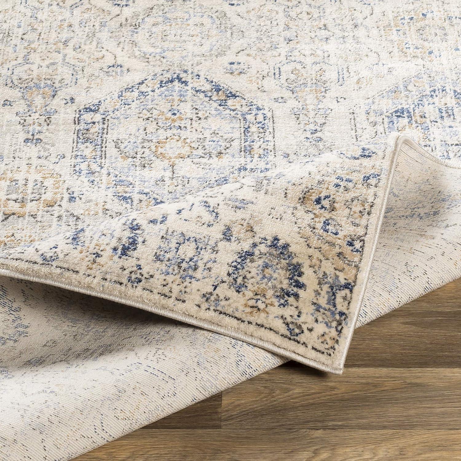 Arlene Blue and Beige Synthetic 5' x 7' Area Rug