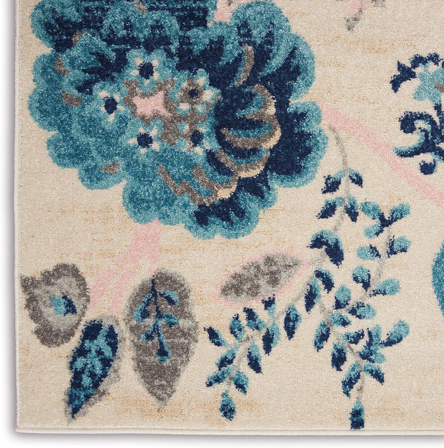 Nourison Tranquil 5'3" X 7'3" (5' x 7') Ivory/Light Blue Area Rug French Country Eclectic Floral by Nourison