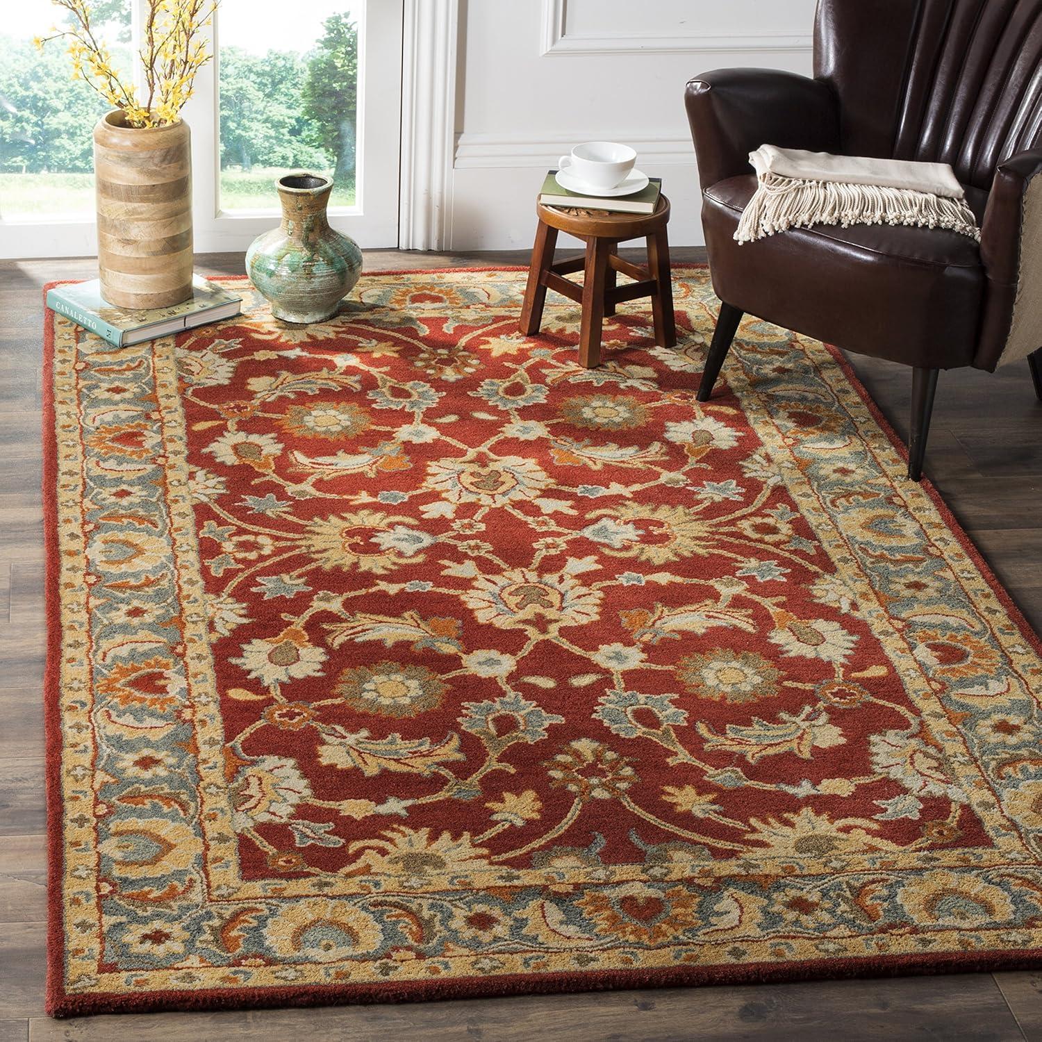 SAFAVIEH Heritage Chauncey Traditional Wool Area Rug, Red/Blue, 6' x 9'