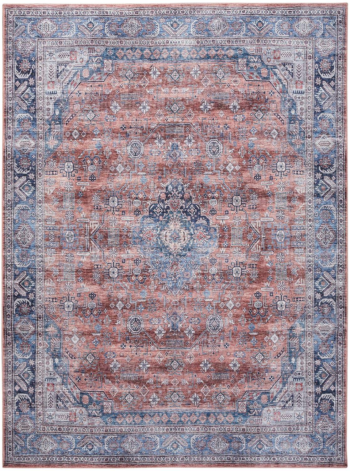 Nourison Washable Brilliance 7'10" x 9'10" Blue/Multi Vintage Indoor Rug