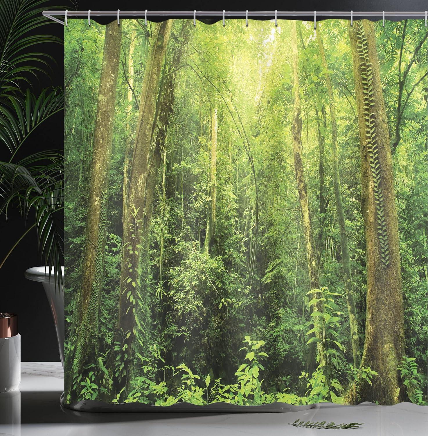 Ambesonne Tropical Shower Curtain, Rainforest Landscape, 69"Wx70"L, Green