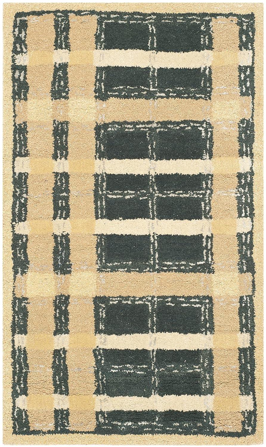 Martha Stewart Hand Tufted Wool/Viscose Plaid Rug in Cornucopia Gold