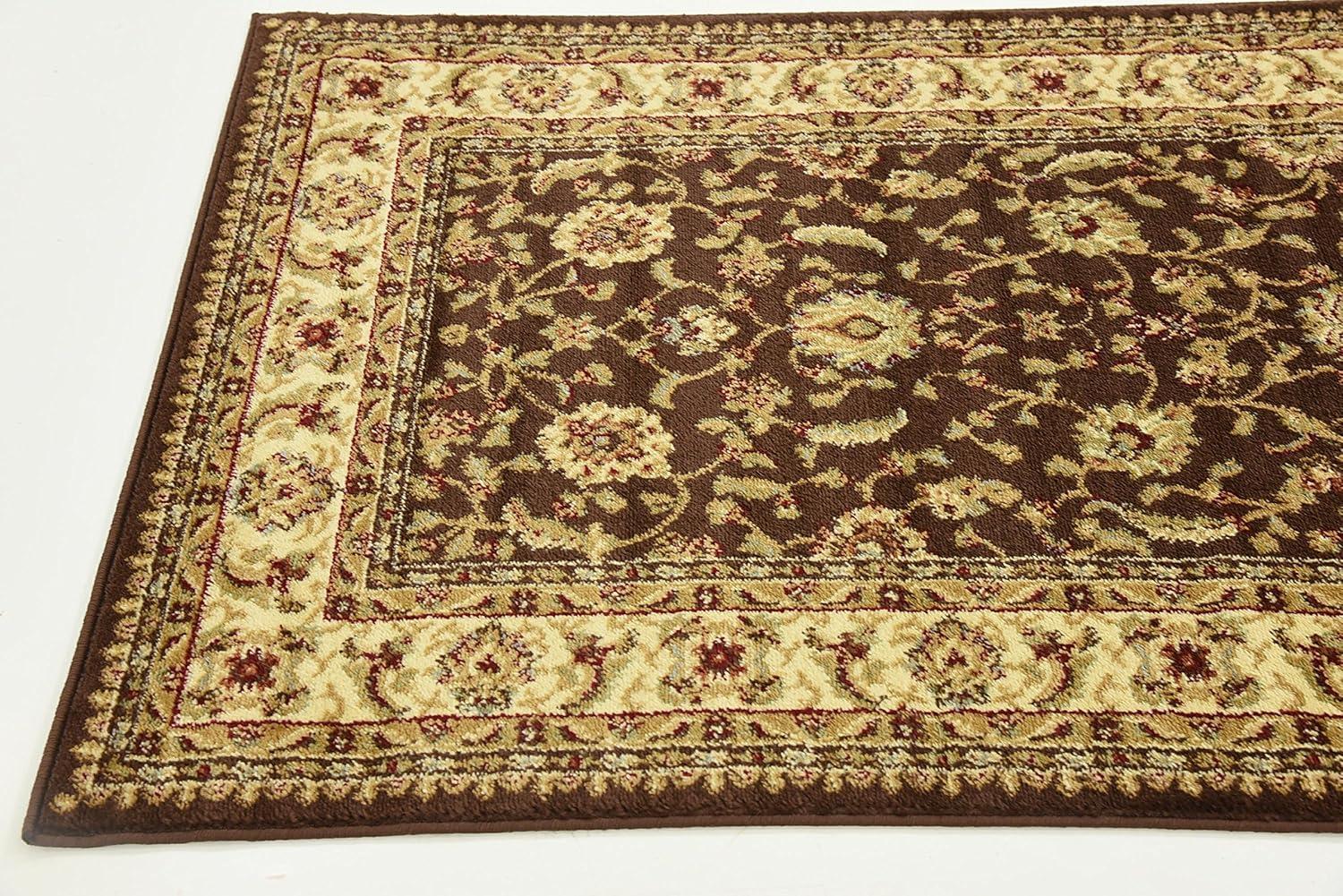 Elegant Floral Essence 6' x 9' Brown Synthetic Area Rug