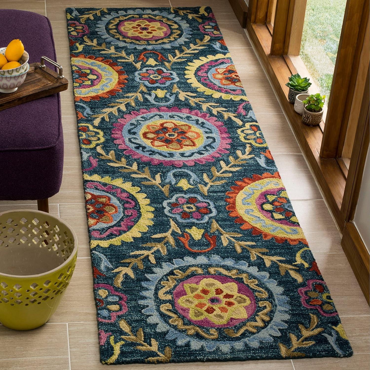 Suzani SZN374 Hand Hooked Indoor Area Rug - Grey/Multi - 8'x10' - Safavieh