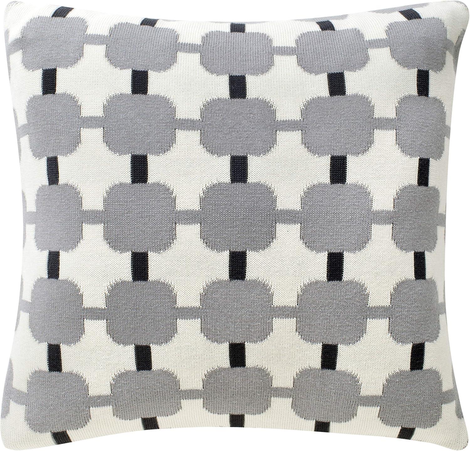 Gray Embroidered Geometric Square Pillow Set