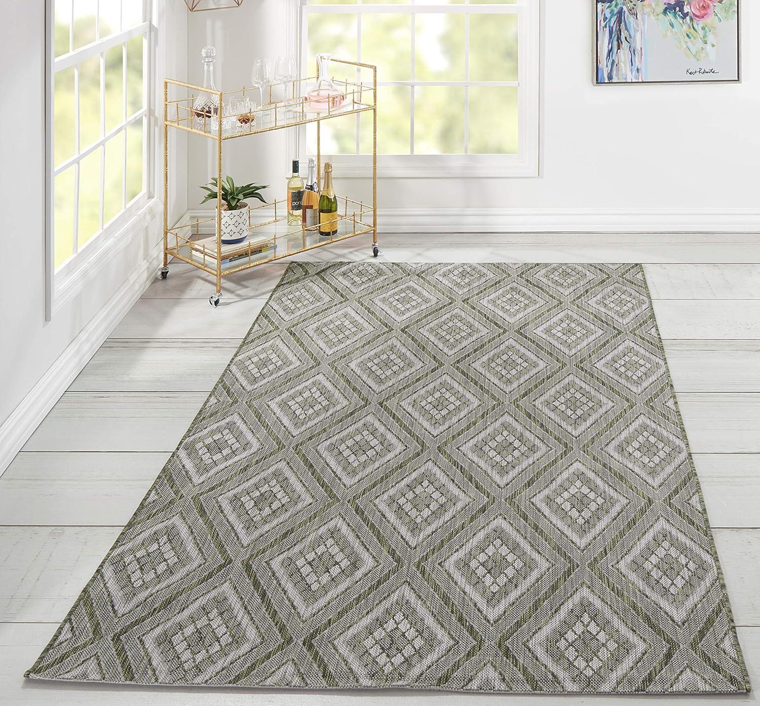 Madcap Cottage by Howard Elliott Collection Lake Palace Geometric Green/Gray Area Rug