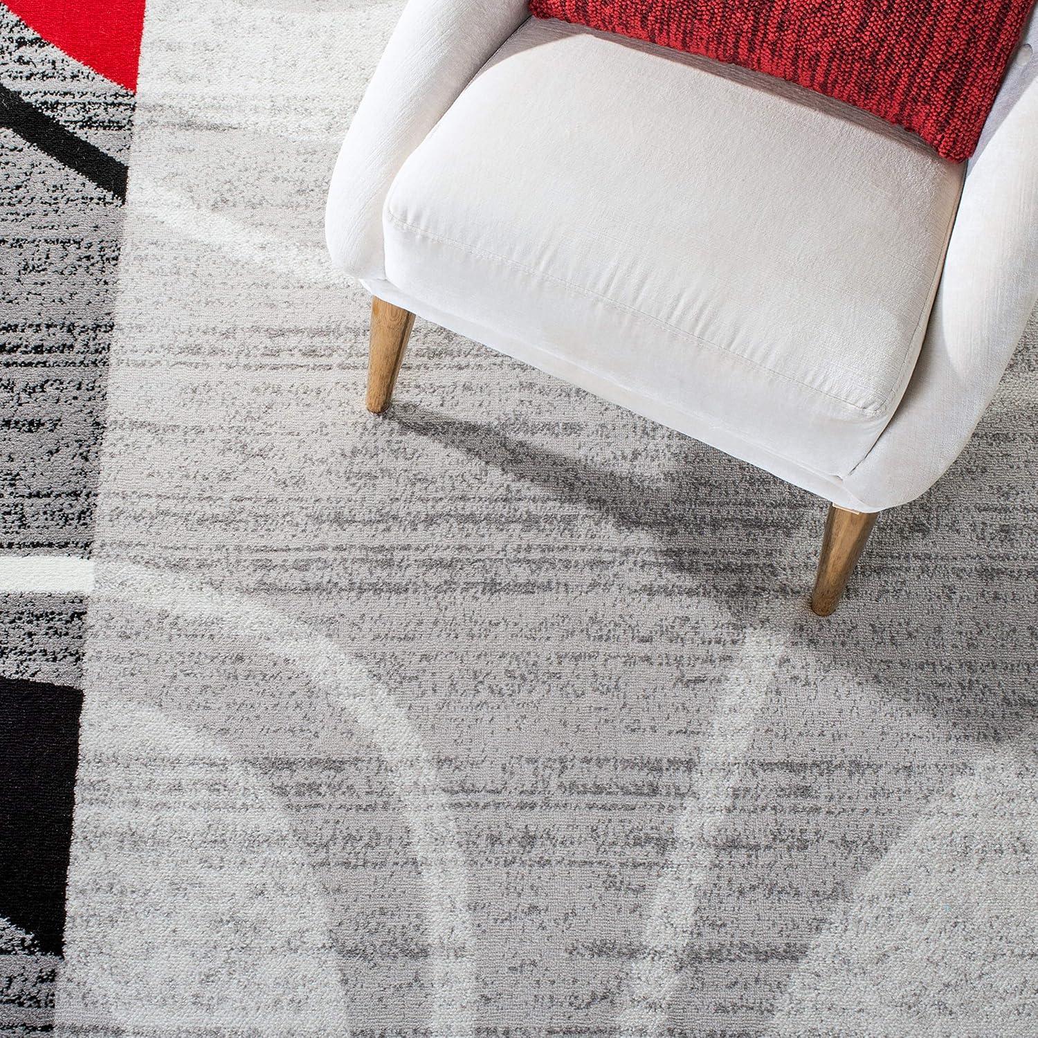 SAFAVIEH Skyler Kodey Bordered Area Rug, Grey/Red, 8' x 10'