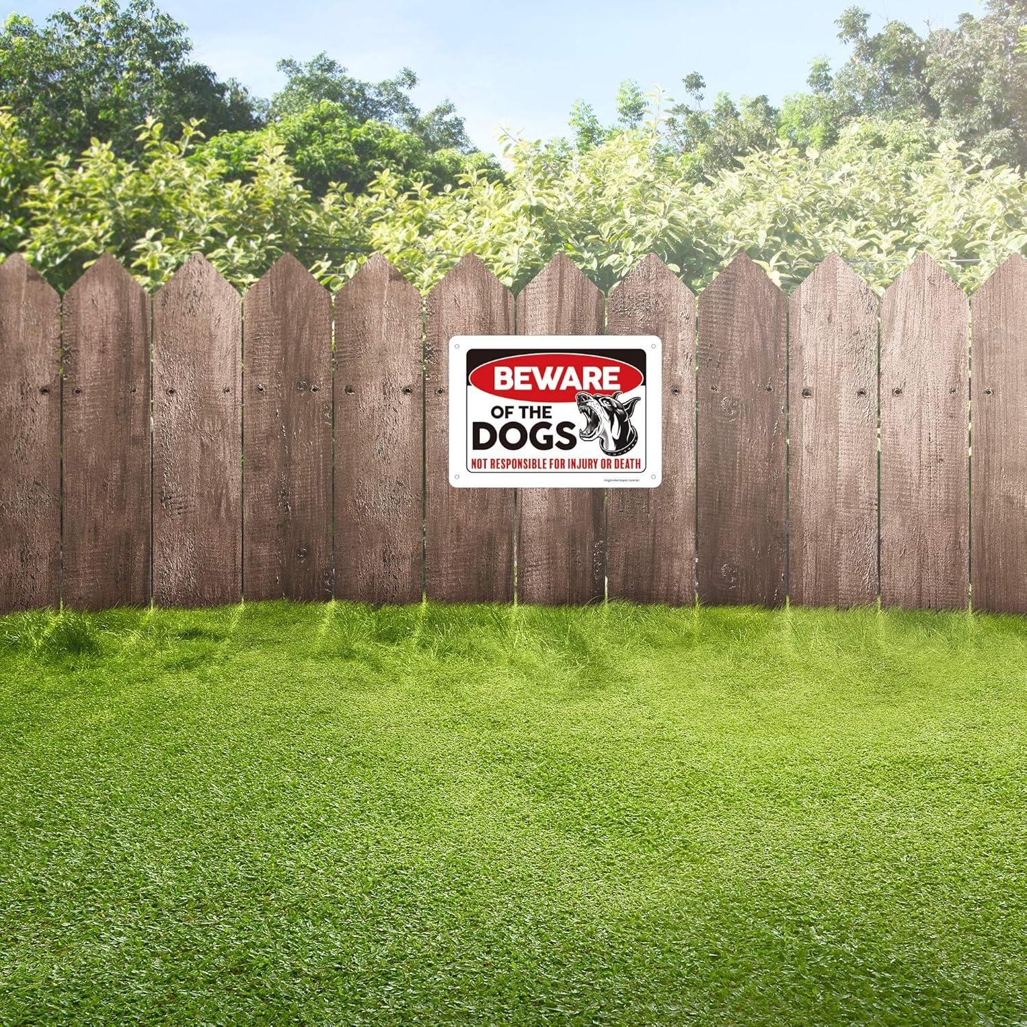 Beware of Dog Sign, 2 Pack 10"x 7" Rust Free .40 Aluminum, UV Printed- Professional Graphics- Easy to Mount- Indoor Or Outdoor Use- Beware of Dog Warning Signs for Home and Business