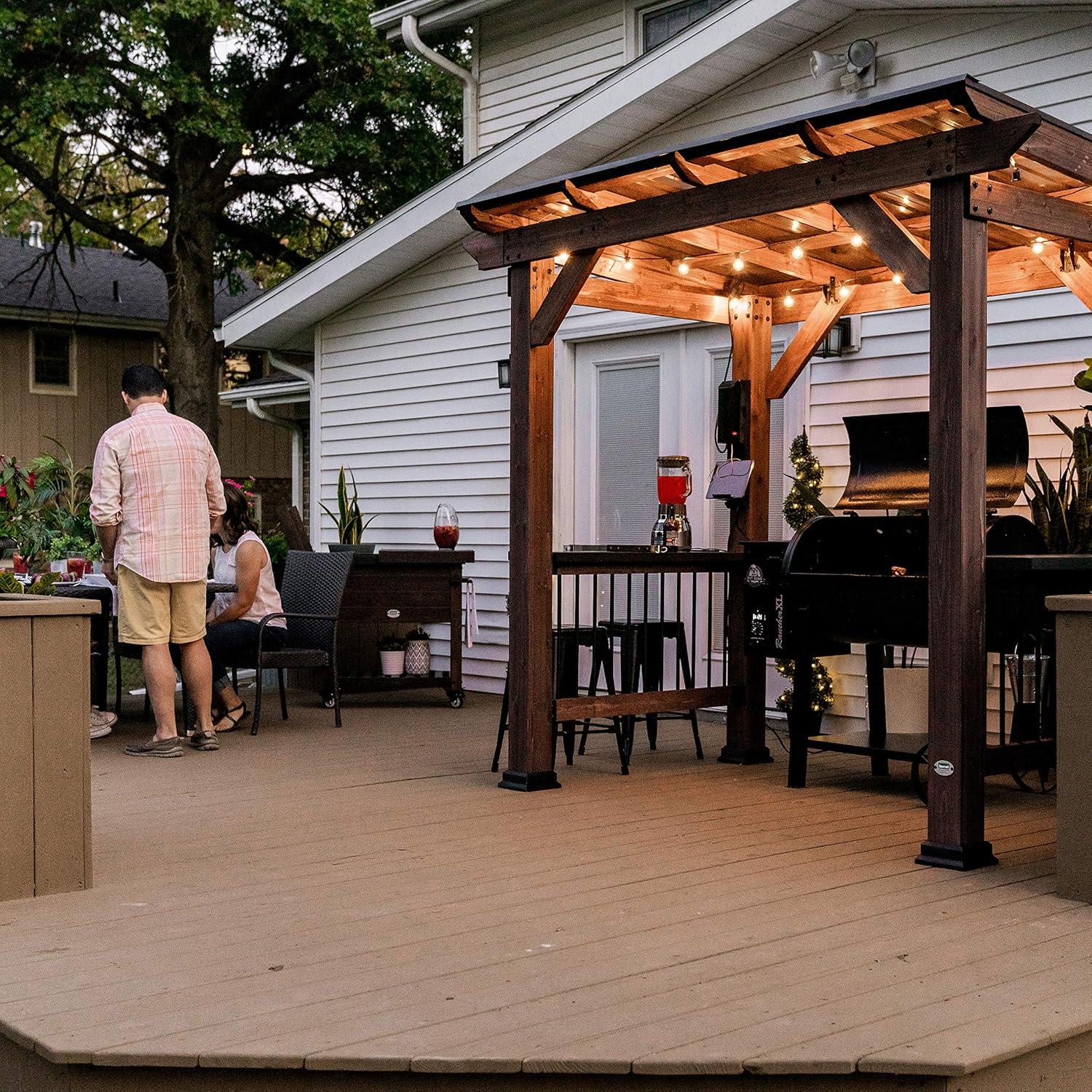 Walnut Cedar Grill Gazebo with Insulated Steel Roof