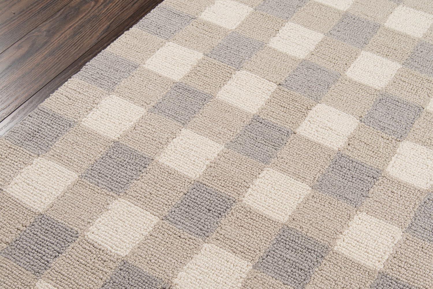 Gingham Rug - Gray - (2'3" x7'6") - Momeni: Geometric Tufted Runner, Indoor Low Pile, Cotton Backing