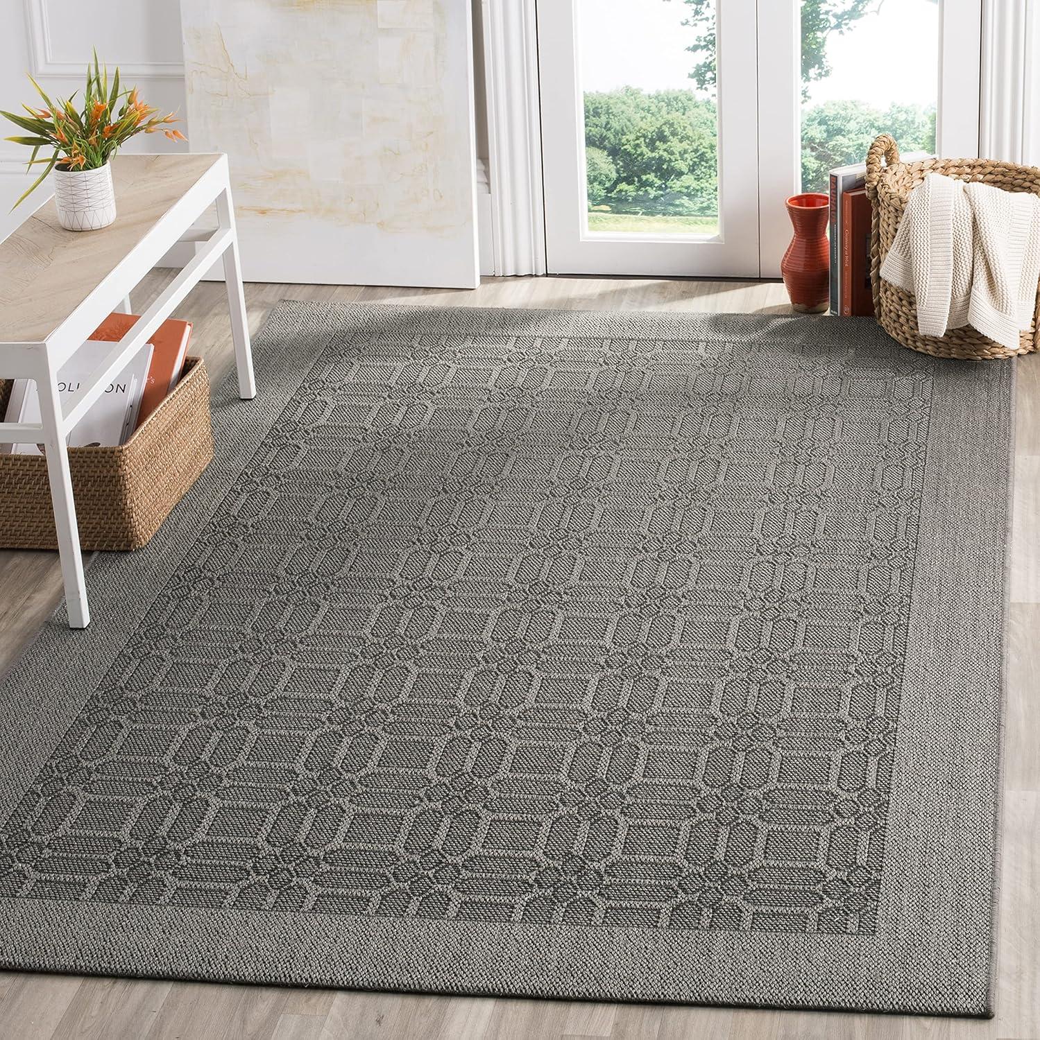 Palm Beach PAB323 Jacquard Weave Indoor Area Rug - Ash - 4'x6' - Safavieh.