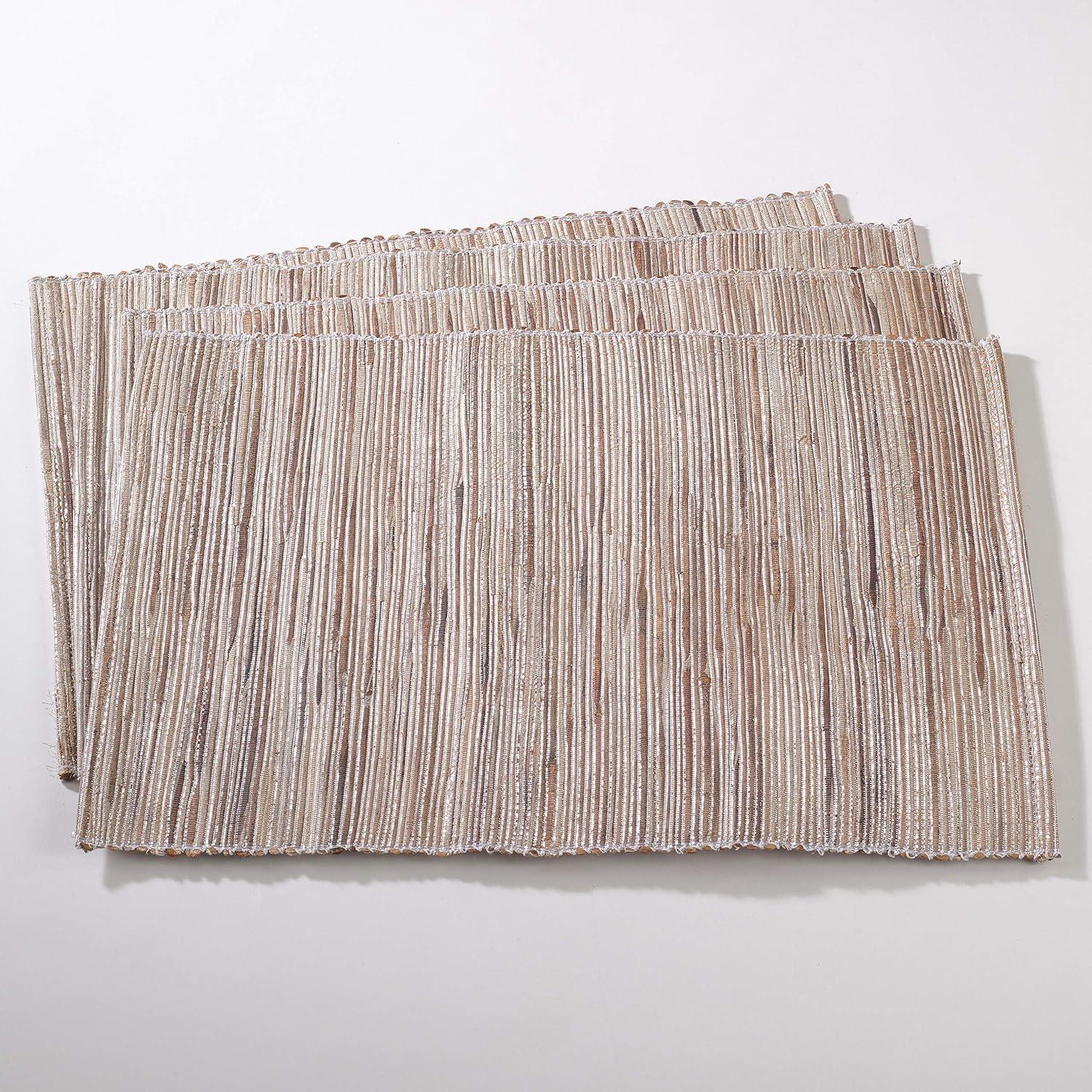 Saro Lifestyle Water Hyacinth Woven Placemats With Shimmering Accents, Turquoise, (Set of 4 pcs)