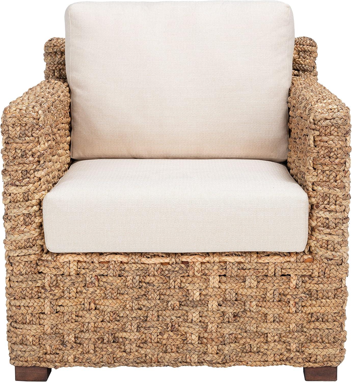 Gregory Beige Water Hyacinth Accent Chair with Cushions