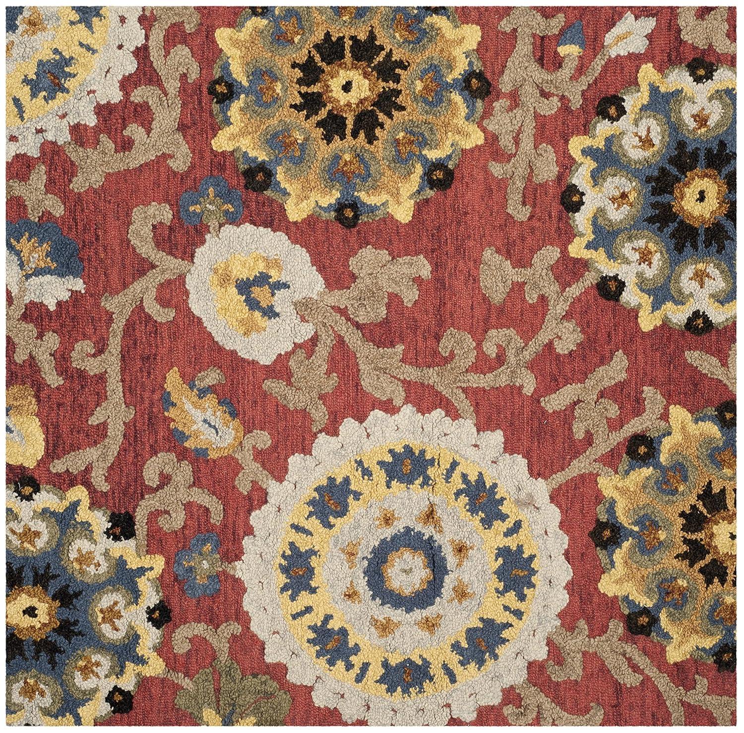 Blossom BLM401 Hand Tufted Area Rug - Red/Multi - 8'x8' - Safavieh.
