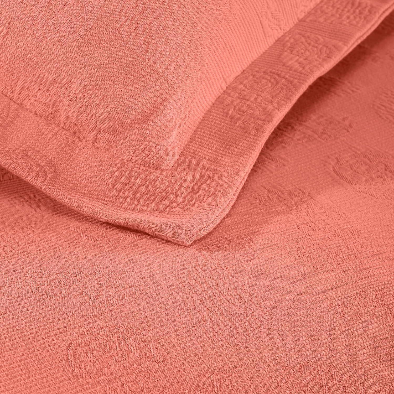 Coral Twin Cotton Paisley Bedspread Set