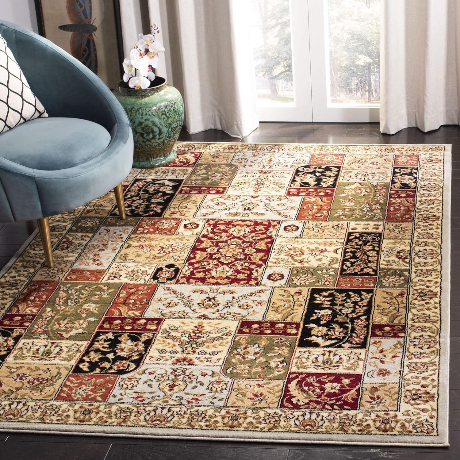 Grey and Multicolor Floral 4' x 6' Synthetic Area Rug