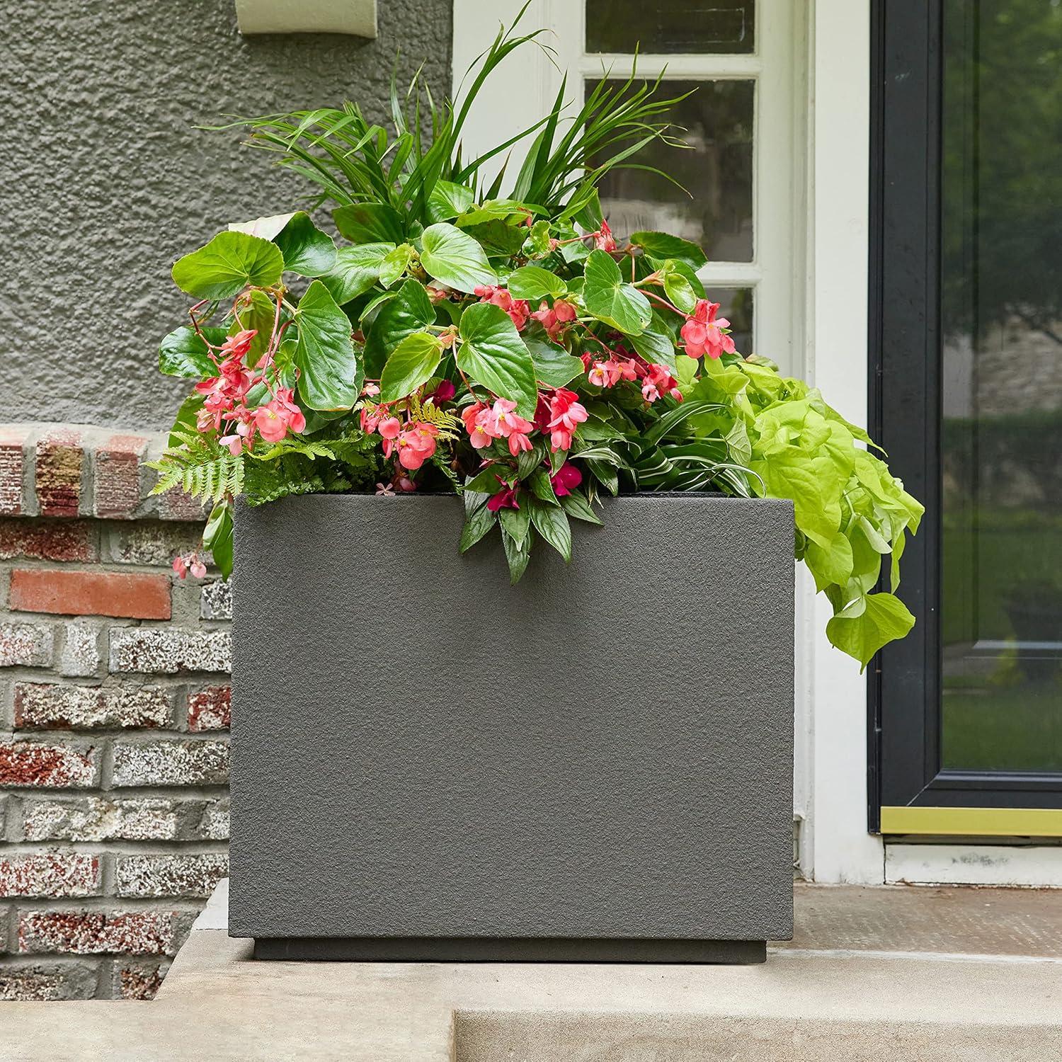 Monterray Slate Gray Square Polymer Extra Large Outdoor Planter