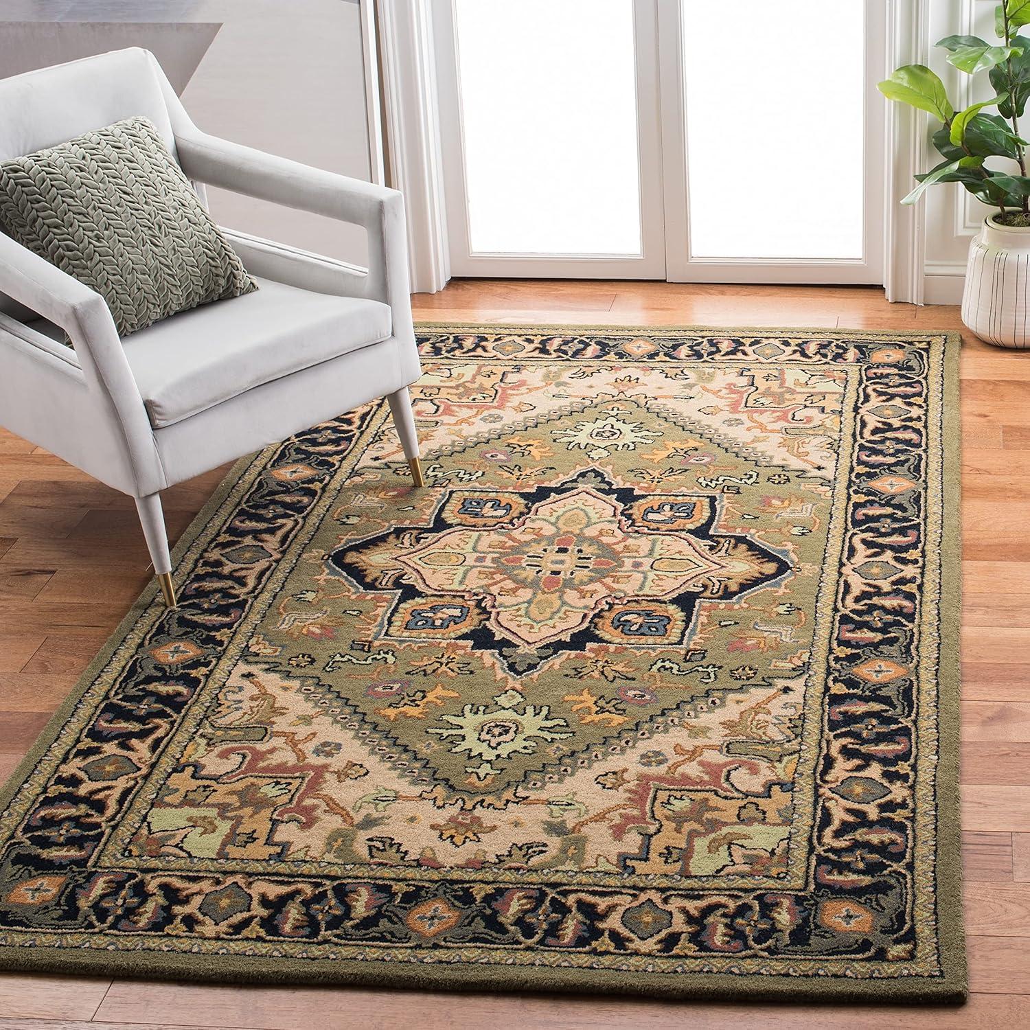 Heritage HG625 Handmade Accent Rug - 3'x5' - Green/Light Brown - Safavieh