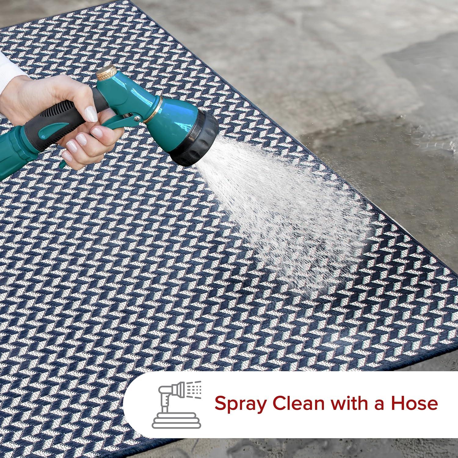 Nuloom Camryn Herringbone Indoor/Outdoor Area Rug, 6' 7" x 9', Navy