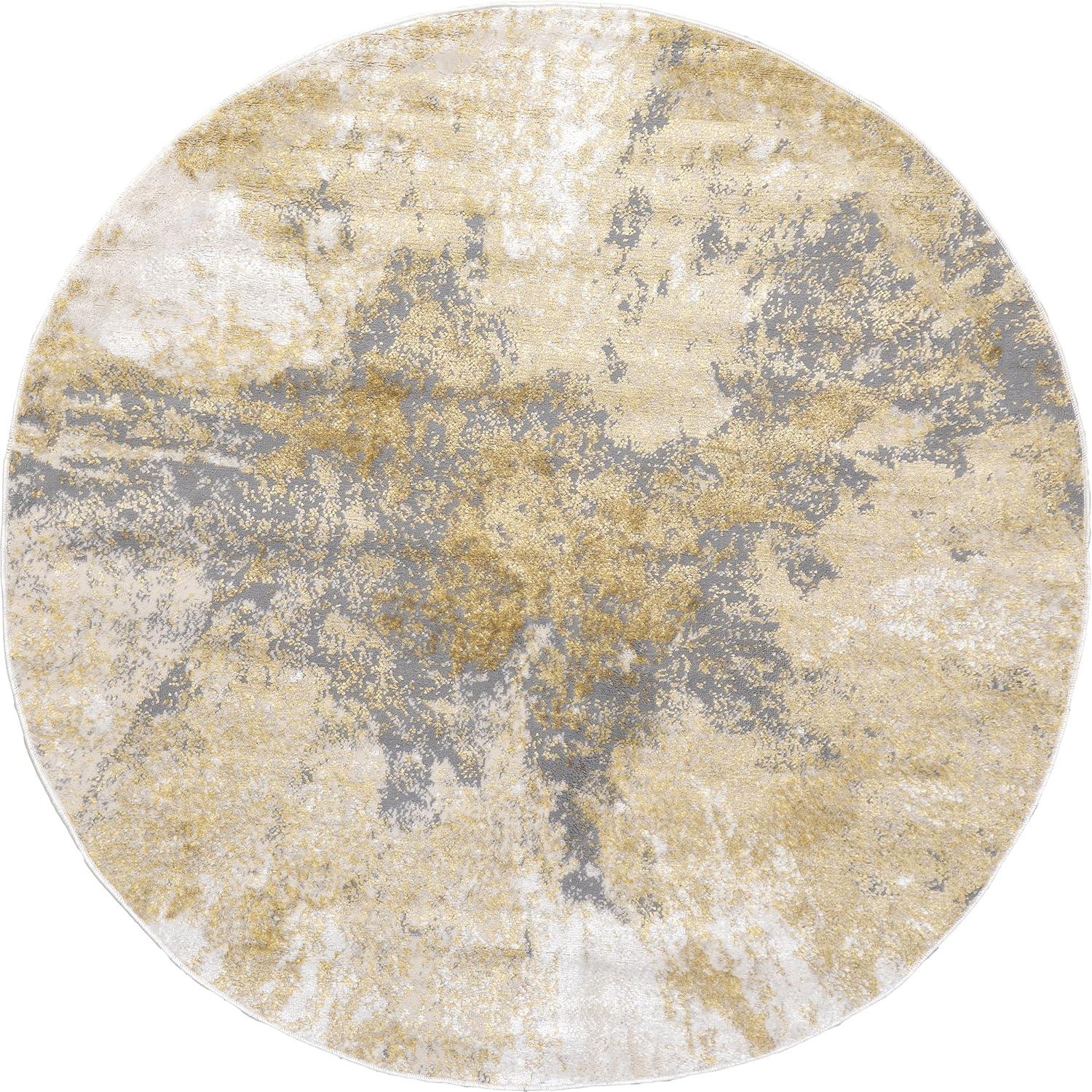 Nuloom Cyn Abstract 5 Round Indoor Area Rug for Living Room Bedroom Dining Room Kitchen, Gold/Ivory