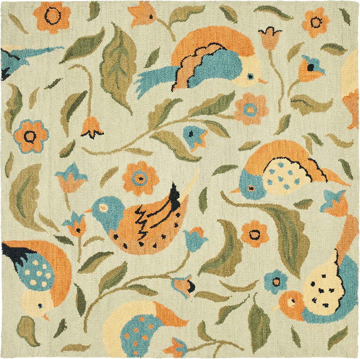 Blossom BLM676 Hand Hooked Area Rug - Sage/Multi - 6'x6' - Safavieh.