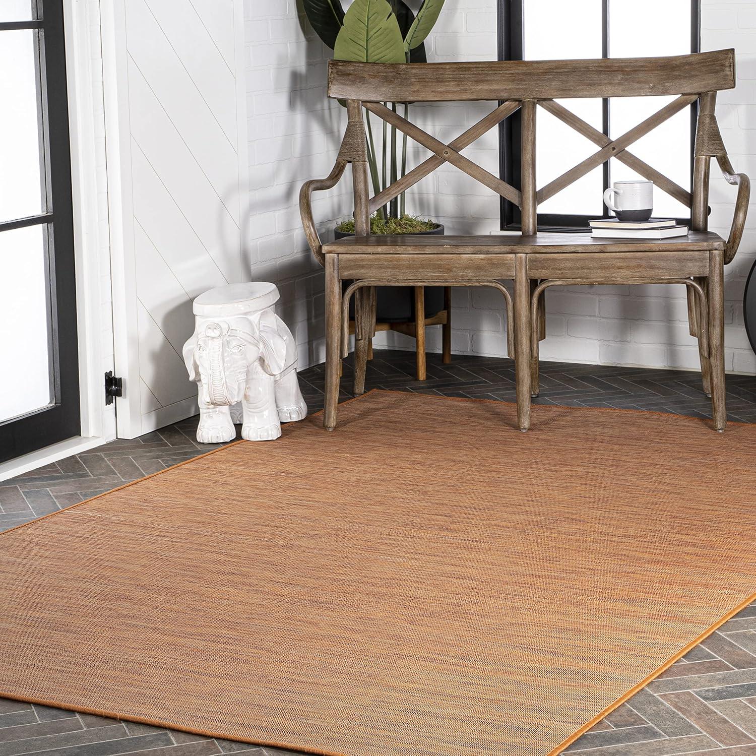 8'x10' Ethan Modern Flatweave Solid  Area Rug, Orange - JONATHAN Y